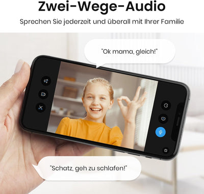 aosu 2K Überwachungskamera Innen WALN Kamera babyfone Handy Indoorcam, babyphone Bewegungsmelder Nac