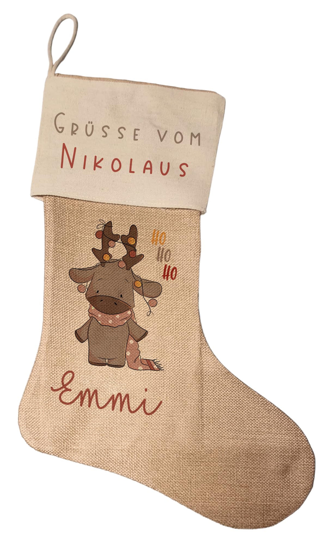 Kilala Nikolausstrumpf zum befüllen Weihnachsstrumpf mit Name personalisiert Kinder Erwachsene Aufhä