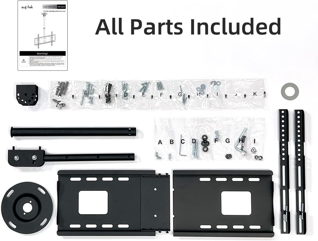 Suptek TV Deckenhalterung für 37-75 Zoll Fernseher, höhenverstellbar, neig- und schwenkbar, VESA 600