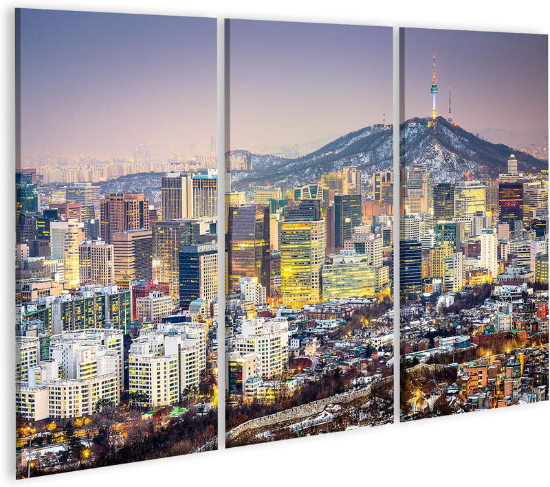 Bild Bilder auf Leinwand Seoul Südkorea Stadtsilhouette Wandbild Poster Leinwandbild SVV 130x80cm -