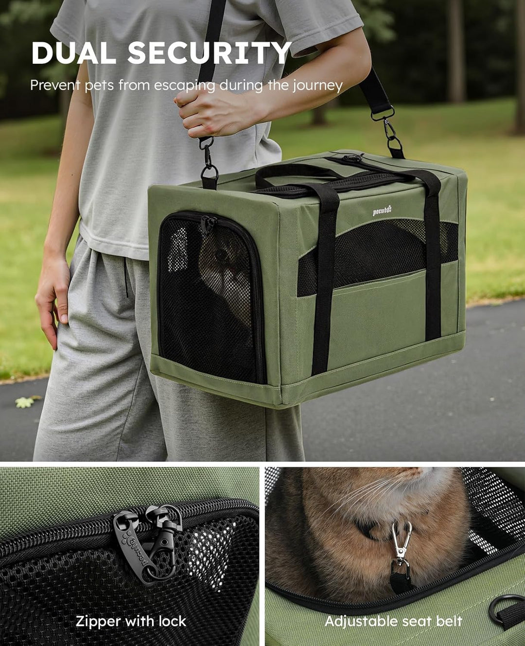 pecute Katzentasche Transporttasche Stabiler Halt Haustier Tragetasche, Transportbox Katze Leicht, F