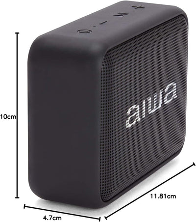 Aiwa BS-200BK Tragbarer kabelloser Bluetooth-Lautsprecher, True Wireless Stereo, wasserdicht, Schwar