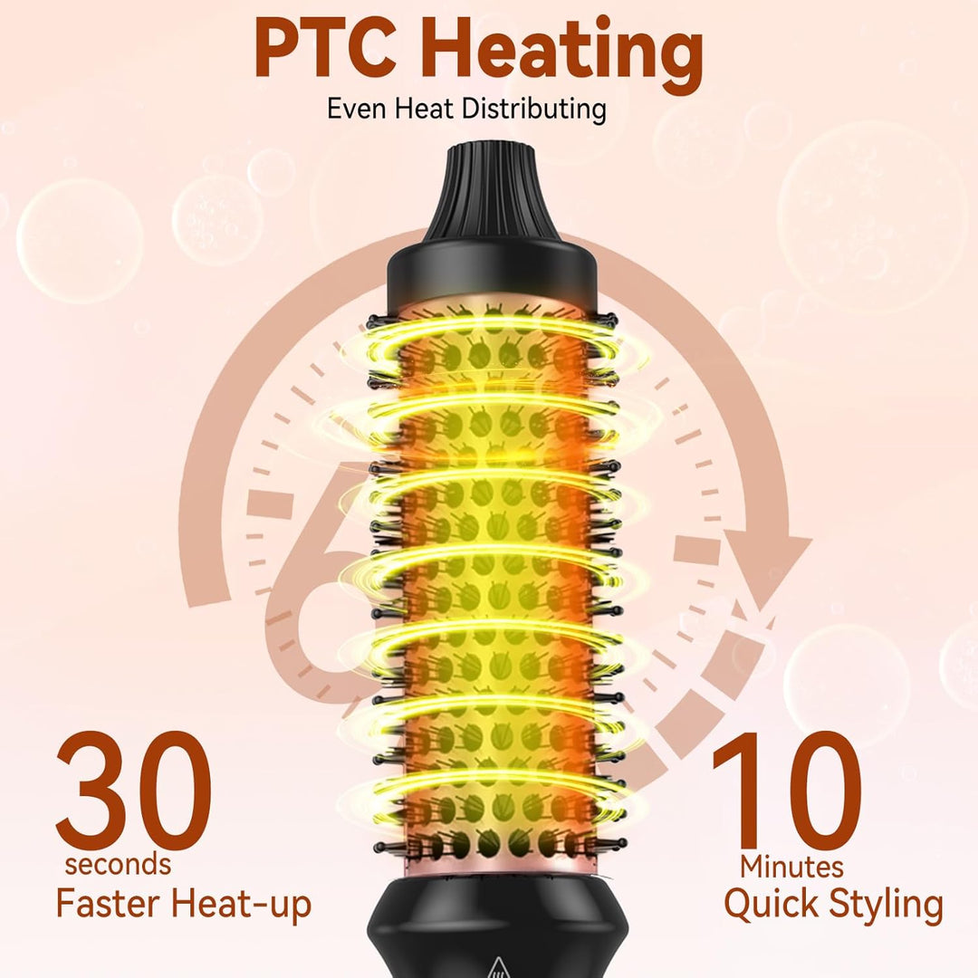 Thermal Brush, Thermobürste Wärmebürste 3 in 1, 32mm Rundbürste Stylingbürsten mit 160-204℃, Kompakt