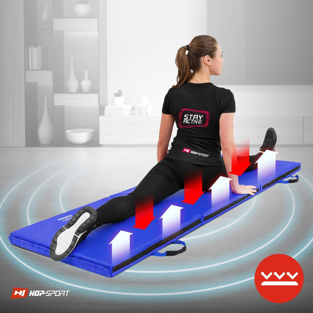 Hop-Sport Turnmatte klappbar - Bodenweichmatte für zuhause 180x60x5cm - Fitnessmatte, Gymnastikmatte