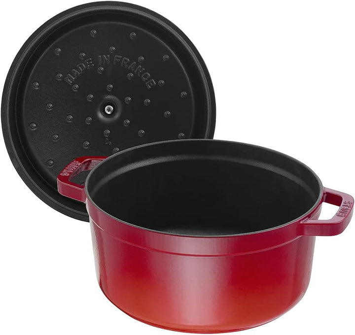 STAUB Gusseisen Bräter/Cocotte, Rund 22 cm, 2,6 L, Aromaregen Funktion, Für alle Herdarten geeignet,