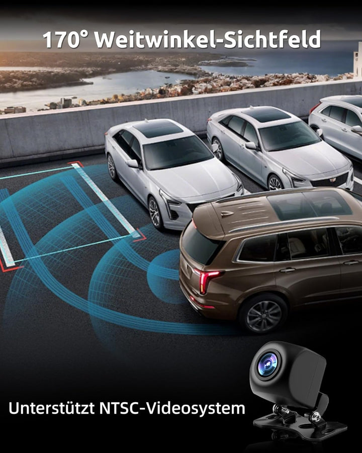 Essgoo AHD Rückfahrkamera fürs Auto, 170° Weitwinkel IP68 wasserdicht Carplay Backup Camera HP Rear