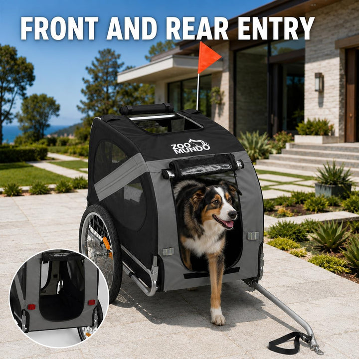 zoomundo Fahrradanhänger Hundeanhänger für Hunde-Transport Silver Frame Dunkelgrau/Schwarz, Dunkelgr