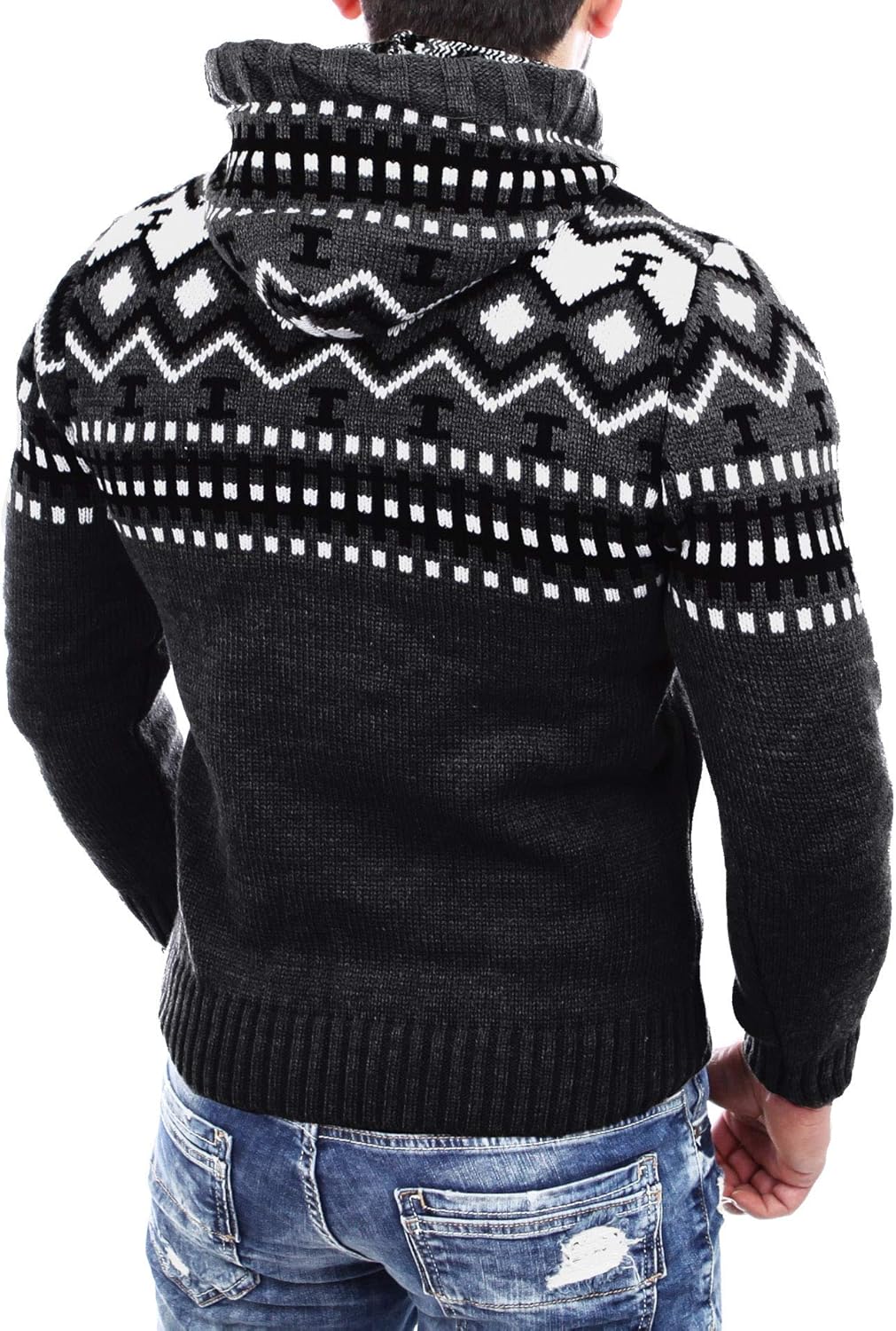 Reslad Norweger Pullover Herren Winterpullover Kapuzenpullover | Strickpullover für Männer RS-3013 X