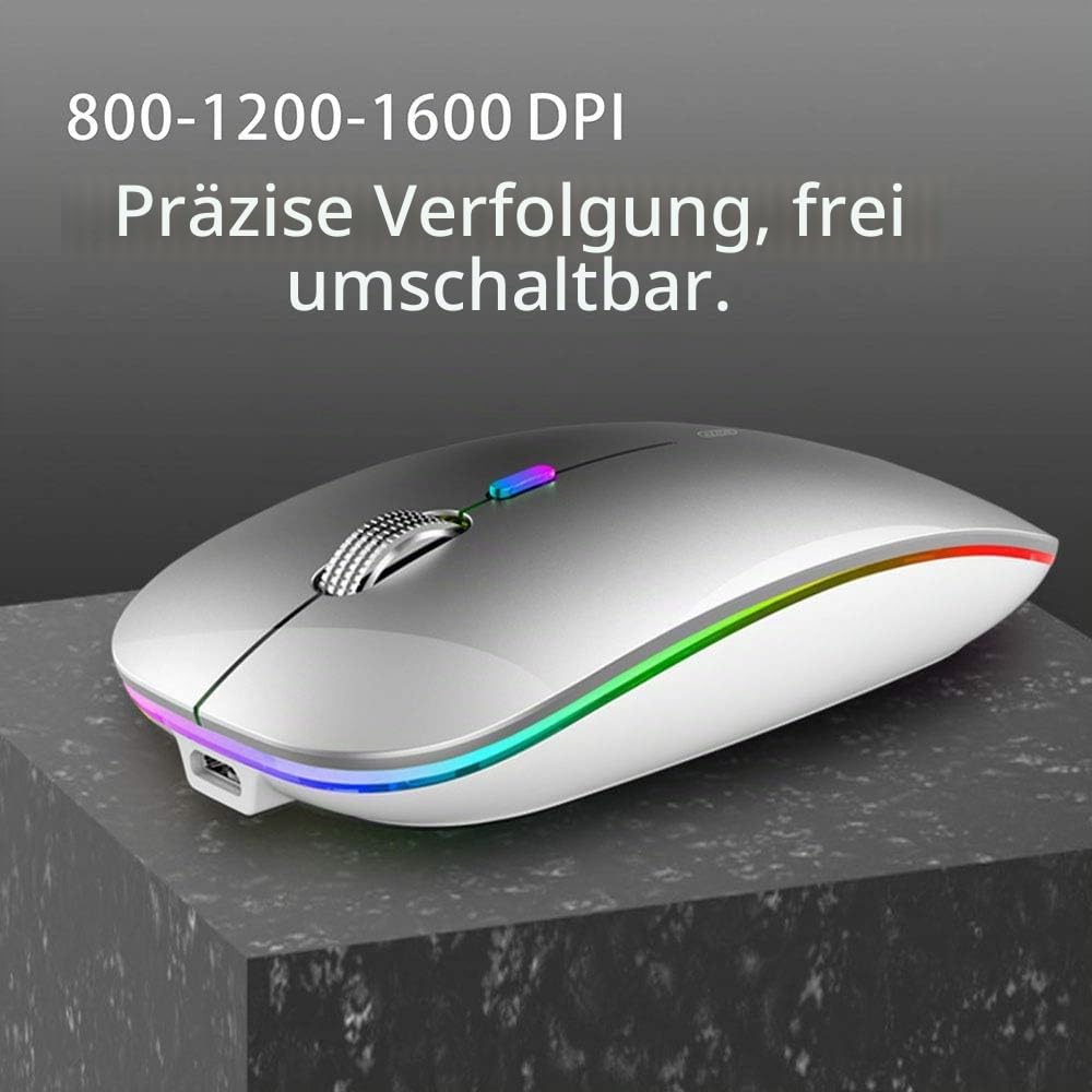 Uiosmuph Bluetooth Maus Kabellose, LED Funkmaus wiederaufladbar Leise Wireless Mouse 2.4GHz Kabellos