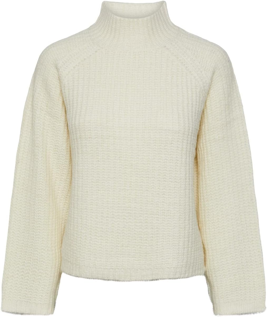 PIECES Long Sleeve high Neck Knit XS Cloud Dancer, XS Cloud Dancer