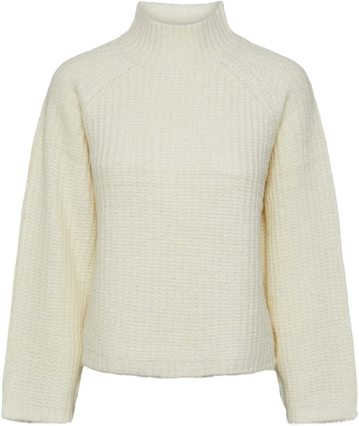 PIECES Long Sleeve high Neck Knit XS Cloud Dancer, XS Cloud Dancer