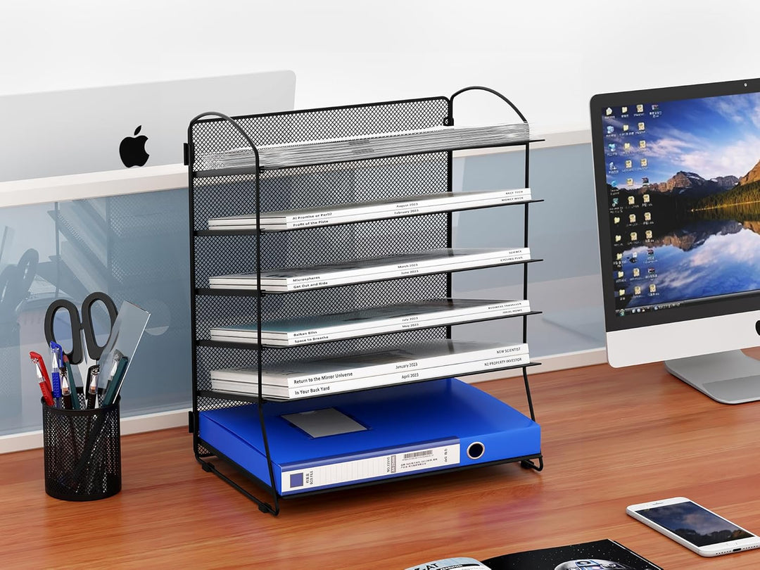 EasyPAG 6 Fächer A4 Metall Büro Schreibtisch Organizer Dokumentenhalter Aktenablage Zeitschriftenhal