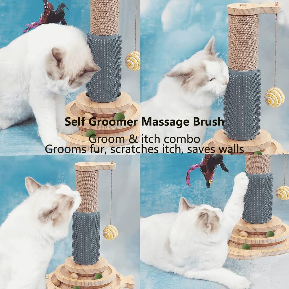 Marchul 5 in 1 Katzenspielzeug, Katze Sisal Seil Massierender Kratzbaum mit hängenden Ball, Interakt