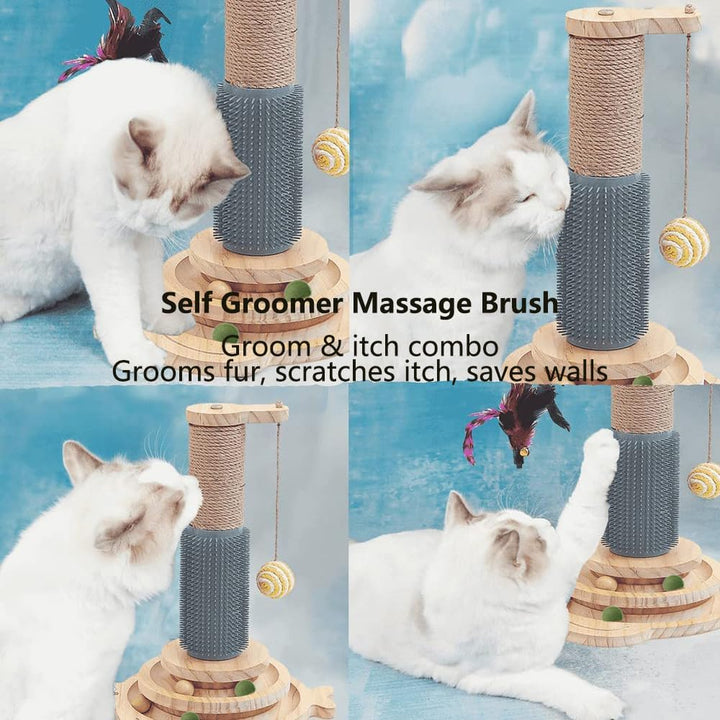 Marchul 5 in 1 Katzenspielzeug, Katze Sisal Seil Massierender Kratzbaum mit hängenden Ball, Interakt