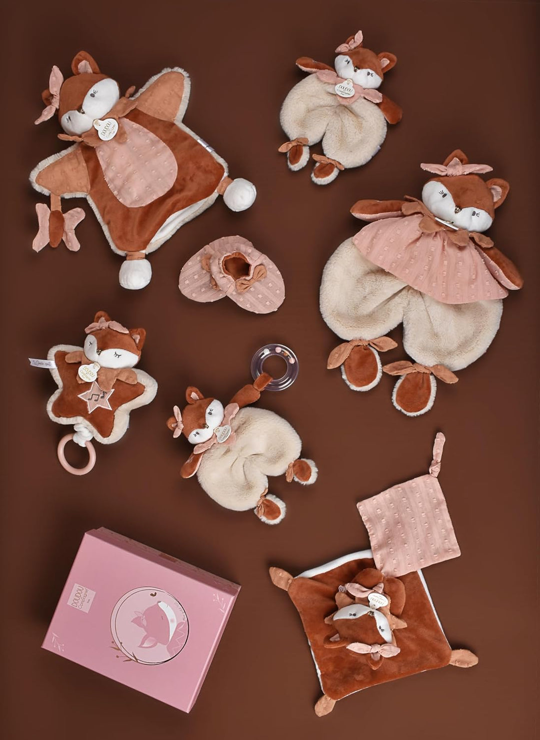 Doudou et Compagnie Kuscheltier Rassel Mina Fuchs – 18 cm – Plüschtier Baby mit integrierter Glöckch