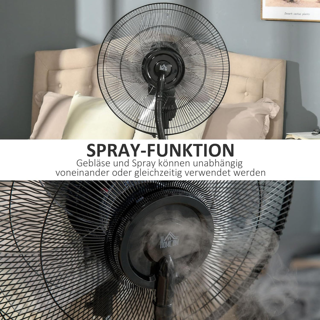 HOMCOM Ventilator mit Wasserkühlung, Standventilator mit Sprühnebel, Timerfunktion, Fernbedienung, o