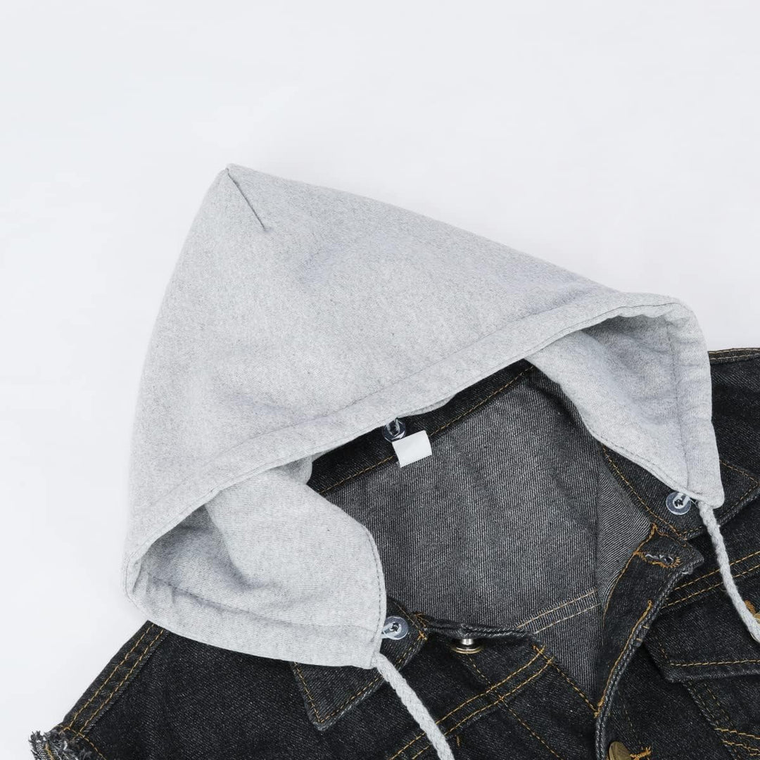 YOUTHUP Weste Herren Denim Weste mit Kappe Regular Fit Zerrissen Jeansweste Ärmellose Freizeitweste