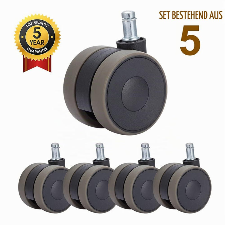 Bürostuhl Rollen 11mm Hartbodenrollen für Bürostühle 5er Set Ersatzrollen Schreibtischstuhl Rollen,