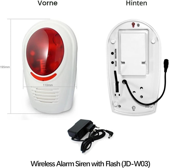Wolf Guard JD-W03 Wireless Strobe Sirene Alarm 110dB Wasserdicht Outdoor für Sicherheit Einbruchmeld