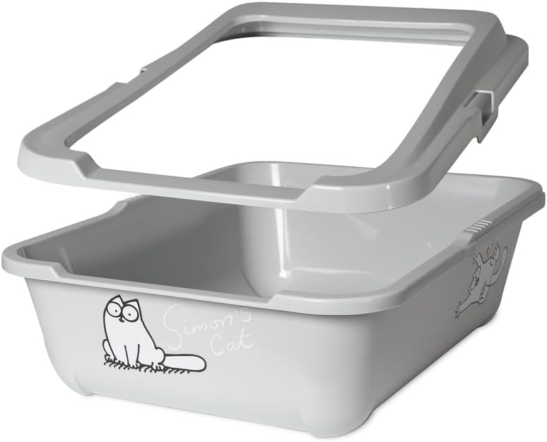 Simon's Cat, Katzentoilette mit Rand L: 43 cm B: 32 cm H: 16 cm grau grau L: 43 cm B: 32 cm H: 16 cm