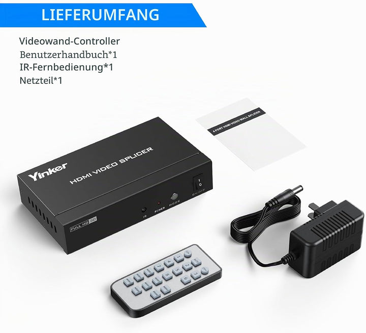 Yinker HDMI Videowand Controller 2x2 HDMI Video Wall Processor für 4 TV Splicing Display Unterstützt