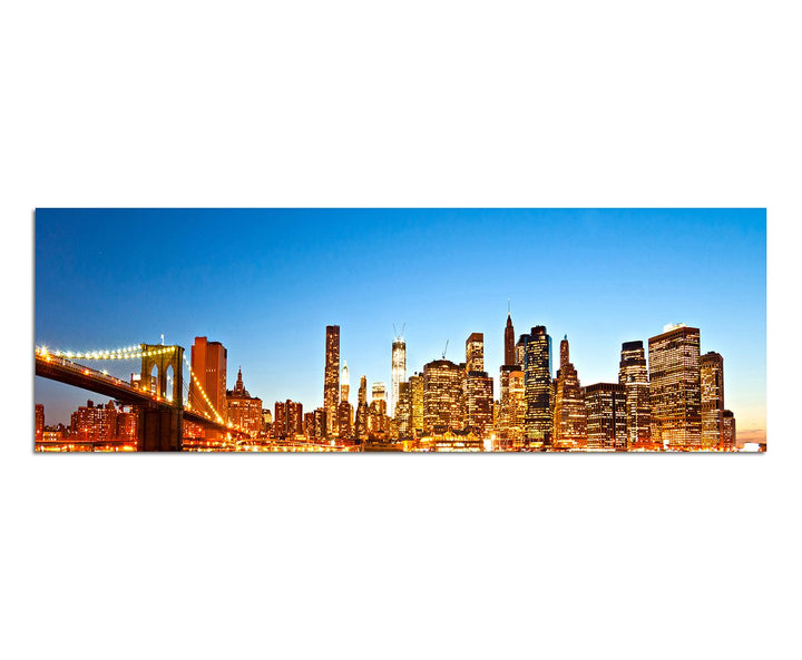 Paul Sinus Art Panoramabild auf Leinwand und Keilrahmen 150x50cm New York Manhattan Skyline Wasser