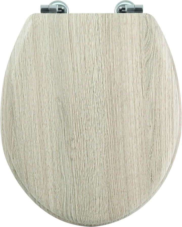 MSV WC Sitz Toilettendeckel MDF Holzkern"Parkett" Scharniere aus Edelstahl - hochwertige und stabile