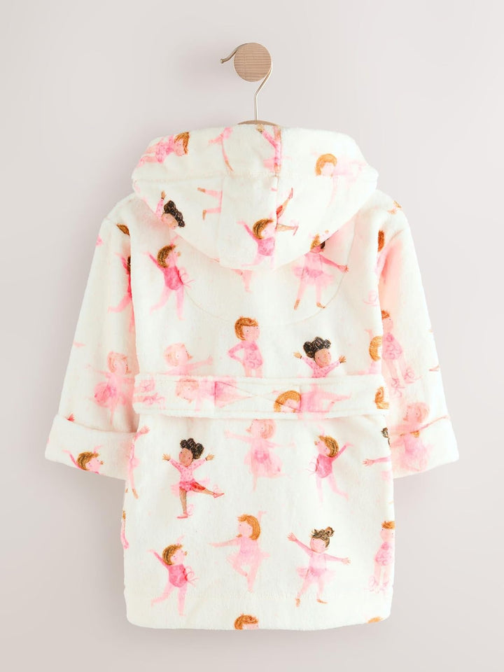 Next Mädchen Bademantel aus Fleece 134-140 White/Pink Ballerina, 134-140 White/Pink Ballerina