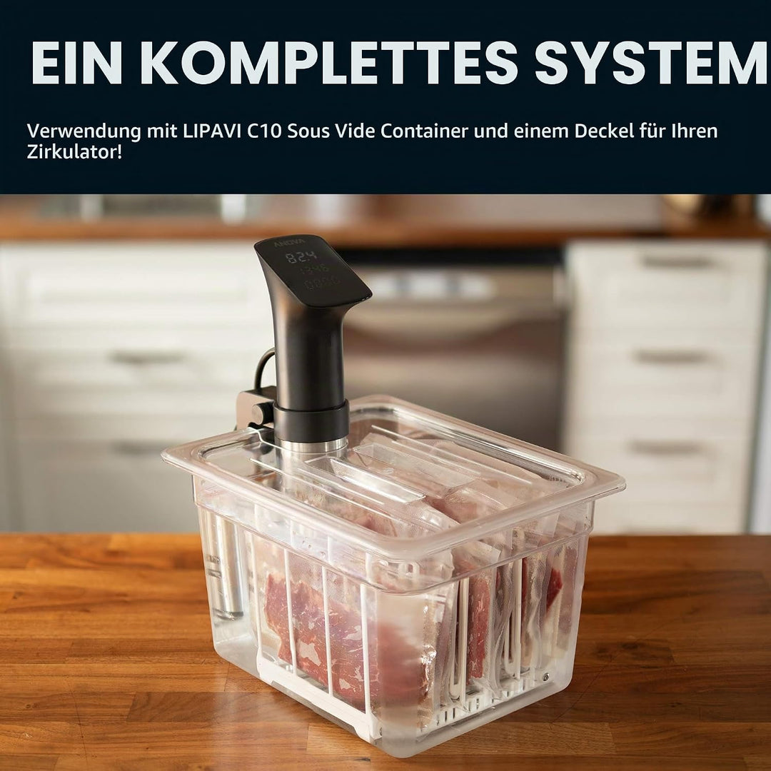 LIPAVI N10X Sous Vide Gestell mit Polycarbonate undt 316L Rostfreier Edelstahl Verstellbar, klappbar