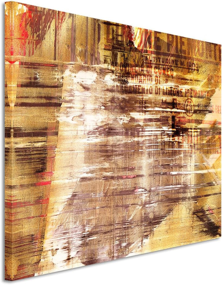 Paul Sinus Art 80x60cm Fotoleinwand Leinwanddruck Kunstdruck Wandbild gelb braun beige Textur
