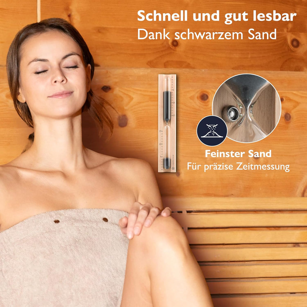 Liebenstein® Sauna Sanduhr - Made in Germany - Hochpräzises Sauna Zubehör aus Buchenholz gefertigt –