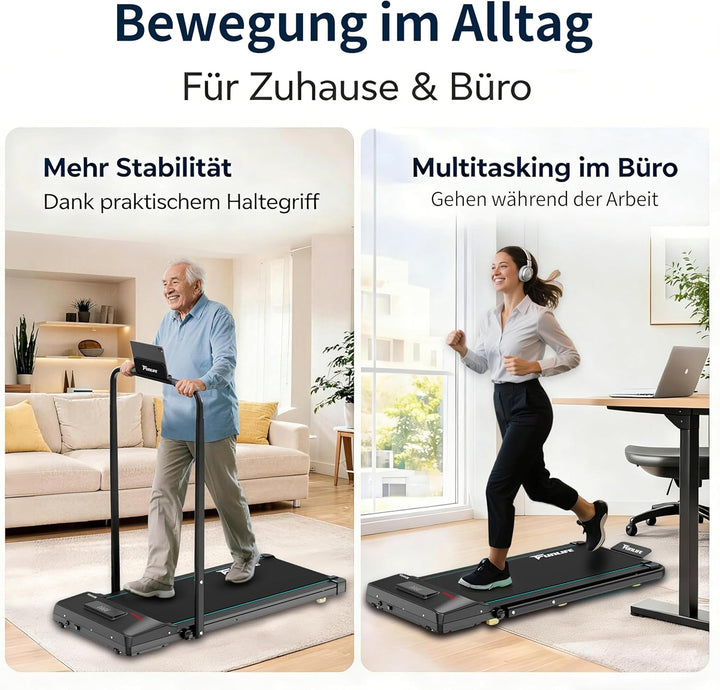 FunLife F1 Untertisch Walking Pad – 3 in 1 mini Laufband klappbar mit Haltegriff, stark, leise & kom