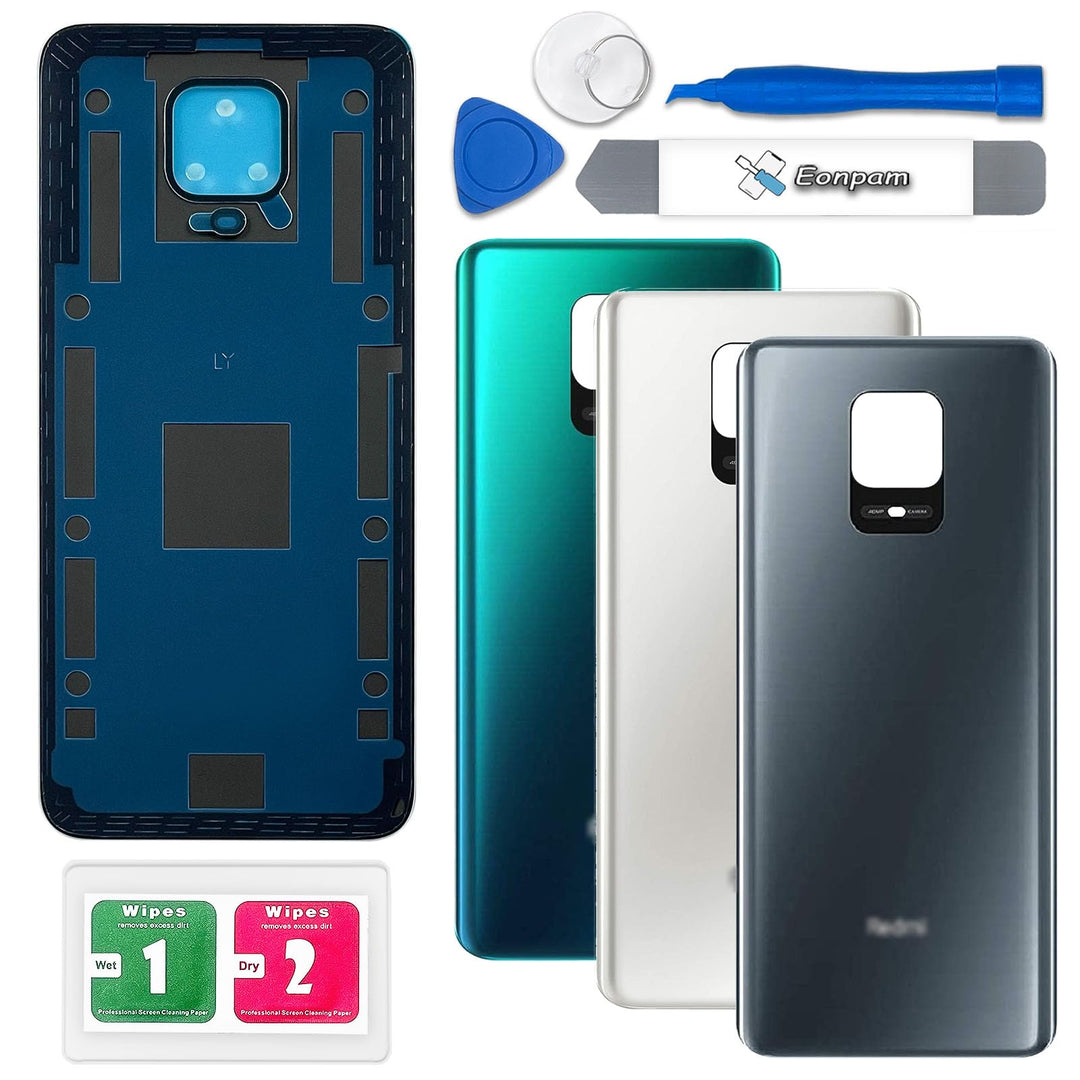 Eonpam Akkudeckel für Xiaomi Redmi Note 9S Rückseite Glas Original Backcover Back Glas Ersatz mit Re