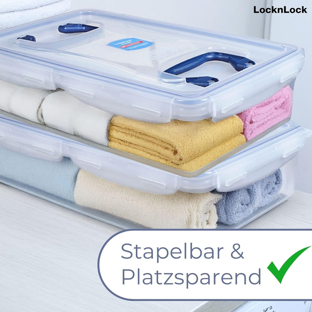 LocknLock PP CLASSIC Aufbewahrungsbox mit Deckel und Griffen | 10 L, 456 x 300 x 110 mm | 100 % Luft