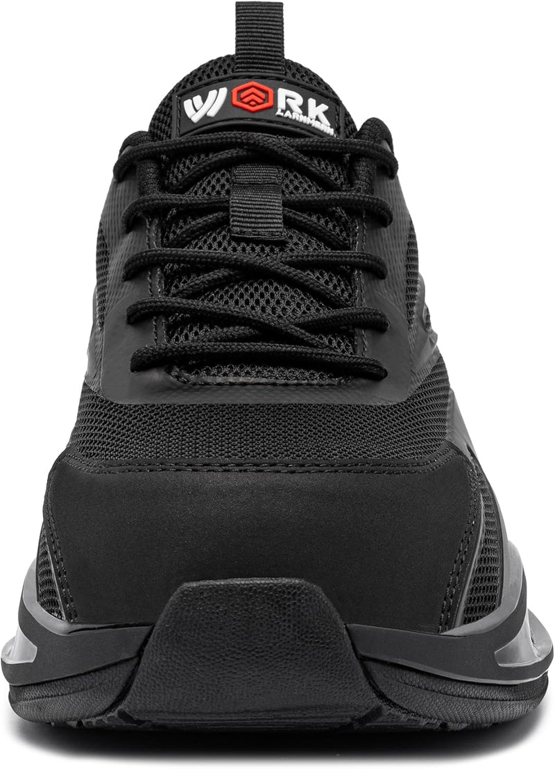 LARNMERN Arbeitsschuhe Herren Sicherheitsschuhe Leichte Stahlkappenschuhe Bequeme Antishock Atmungsa