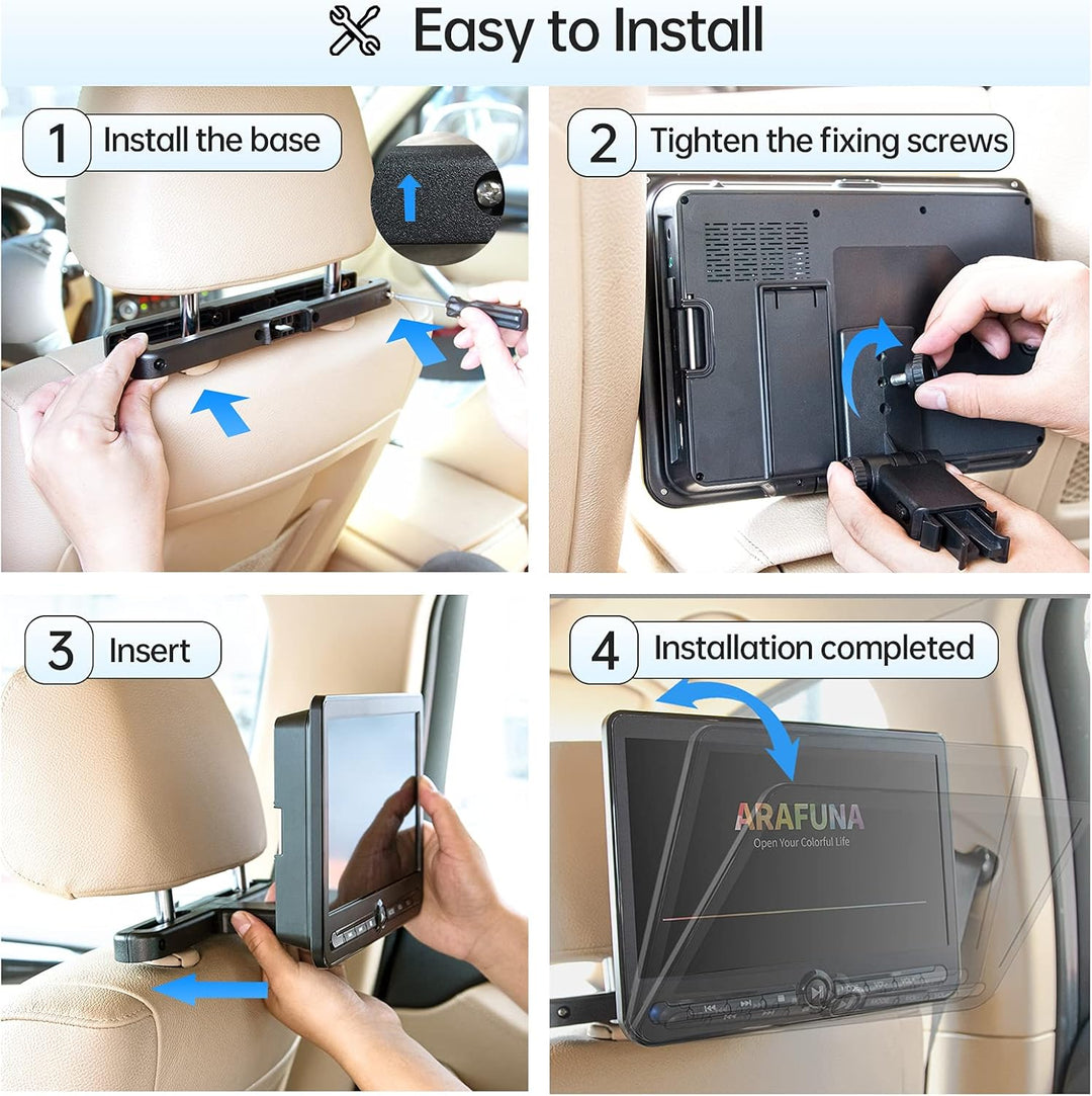 Arafuna 12,5 Zoll DVD Player Auto,1080p Auto Fernseher, DVD Player Auto Kinder Supporte l'entrée USB