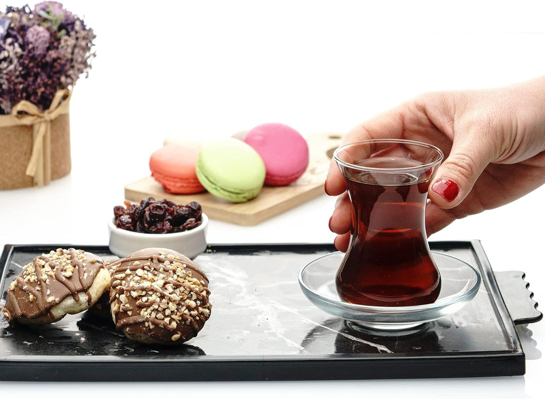 GOSOYO Türkische Teegläser und Untertassen Set (12 Stück), Arabische Persische Teetassen (4oz/120ml)