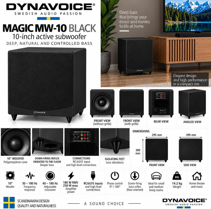 DYNAVOICE Aktiv-Subwoofer 10" Ref. Magic MW10. Schwarz