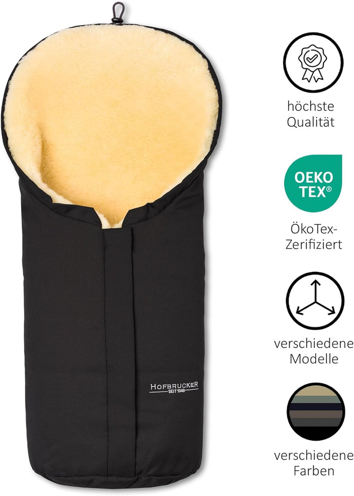 Hofbrucker Lammfell-Fusssack Eskimo für Babyschale, Kinderwagen, Buggy/Universeller Winterfusssack/F