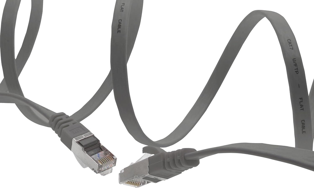 2m - grau - 10 Stück Cat7 Flachkabel Netzwerkkabel Cat 7 Rohkabel Gigabit Lan (10Gbit/s) Flachbandka