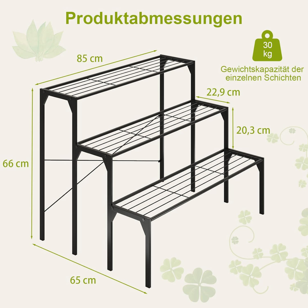 COSTWAY 3-stufiger Metall Blumentreppe Blumenregal, Pflanzenständer Pflanzenregal, Pflanzentreppe Pf
