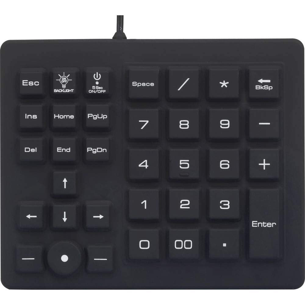 Renkforce USB Nummernblock Spritzwassergeschützt, Staubgeschützt, Touch-Tasten Schwarz