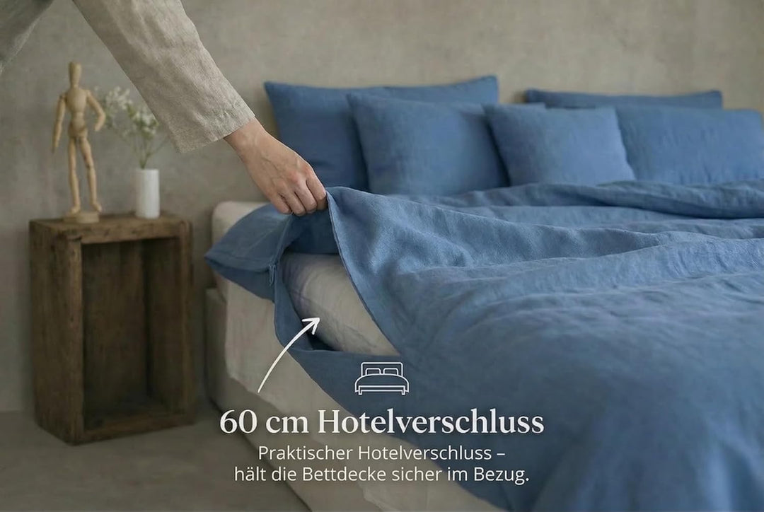 Ger3as Leinen Bettwäsche Set 100% Natur Leinen Stonewashed, Naturfaser Leinen, mit Hotelverschluss (