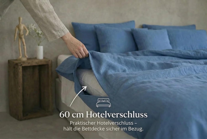 Ger3as Leinen Bettwäsche Set 100% Natur Leinen Stonewashed, Naturfaser Leinen, mit Hotelverschluss (