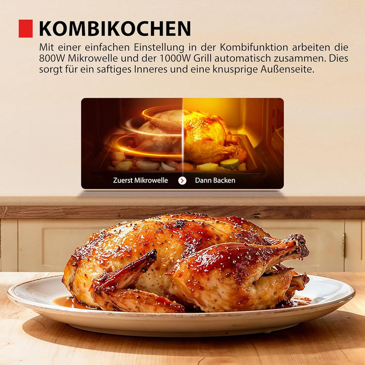 Toshiba MW3-EG23PE(BK) Multifunktionale Mikrowelle mit Grill, 23 Liter, 11 Leistungsstufen|Kombinati