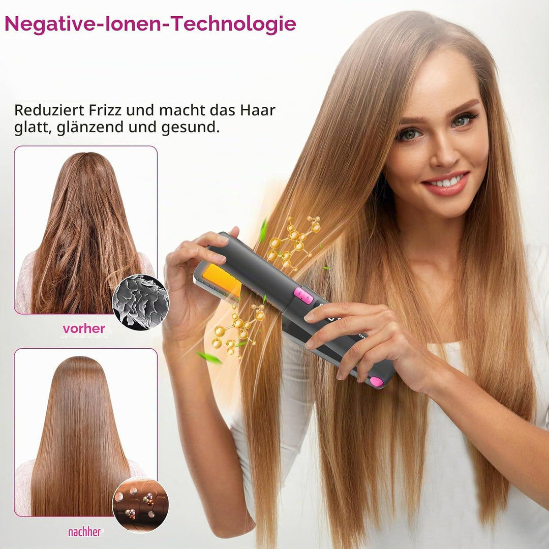 Mini Glätteisen 2 IN 1 Locken &amp; Glätten für Alle Haartypen, Mini Haarglätter für Kurzes Haar, 6 Temp