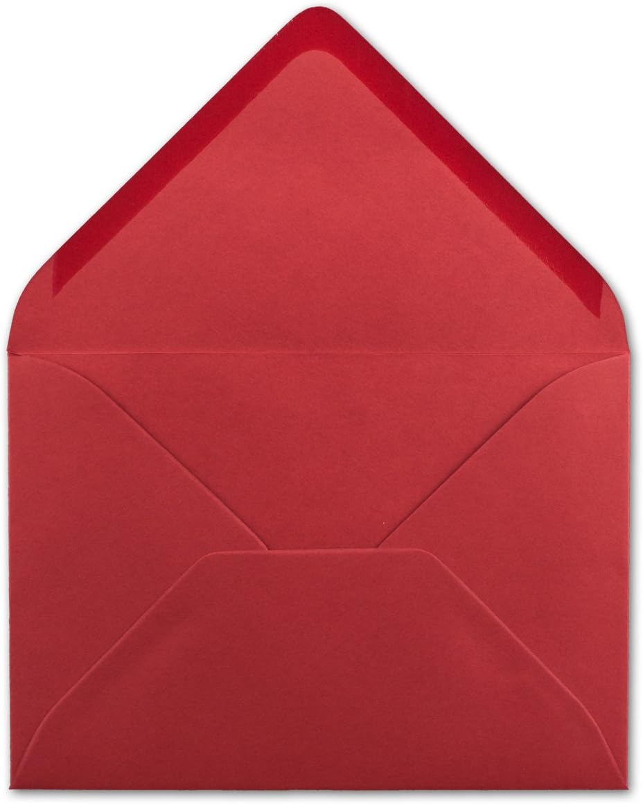 150x Briefumschläge B6-17,5 x 12,5 cm - Rosenrot - Nassklebung mit spitzer Klappe - 120 g/m² - Für H