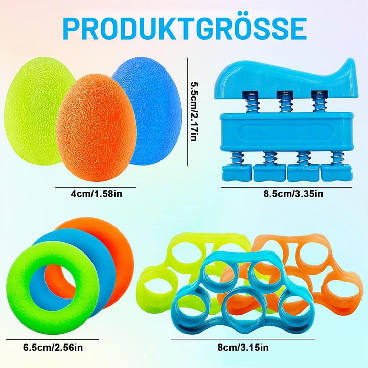 10 Stück Handtrainer mit 3 Widerstandsstufen - Eiförmige Griffbälle für Klettern, Gitarre &amp; Klavier