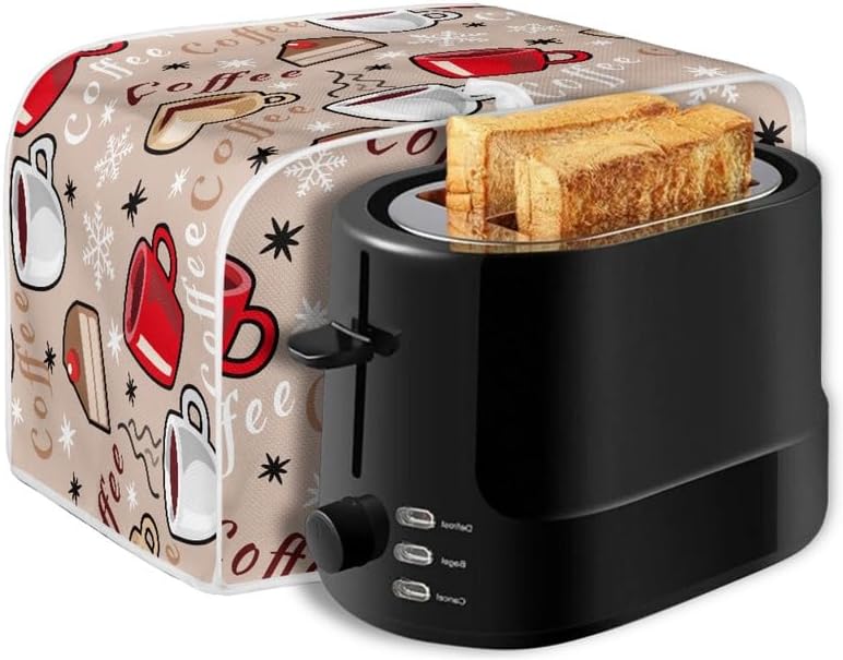 Kuiaobaty Kaffeekuchenmuster Küche Toaster Abdeckung für 2/4 Scheiben, Brotmaschine Staubschutz