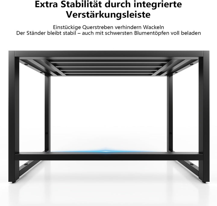 Pflanzenständer Indoor Outdoor,3 Etagen Metall Blumenstände Schwarz Rostfest Blumenhocker,Pflanzenre